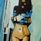 Dziewczyna w niebieskiej bluzce, akryl na płótnie 70x100cm, 2015