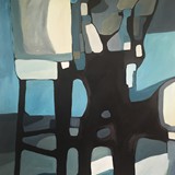 Dziewczyna z krzesłem, akryl na płótnie, 2016