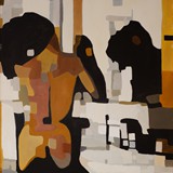 Kobieta w łazience, olej na płótnie 80x120cm, 2013