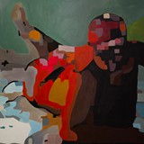 Kobieta w kapeluszu, akryl na płótnie 100x100cm, 2014