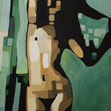 Kobieta w sypialni 6, akryl na płótnie, 2016