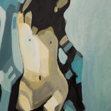 Kobieta w sypialni  5, akryl na płótnie, 2016