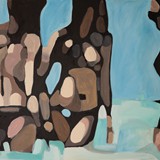 Rozmowa przy plaży, olej na płótnie 100x70cm, 2018