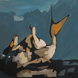 Pelikany 1, akryl na płótnie, 65x54cm, 2012