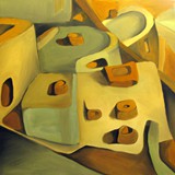 ponad dachami, olej na płótnie, 70x70cm, 2012