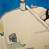 ponad dachami 2, olej na płótnie, 80x90cm, 2015