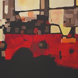 Auta czerwone 1, olej na płótnie 80x100cm,  2014