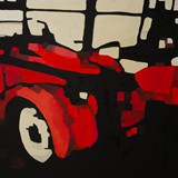 Auta czerwone 2, olej na płótnie, 2014