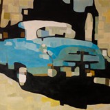 Auto niebieskie 1, olej na płótnie,  2015