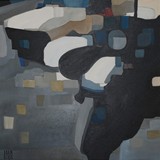 Motocykl z przyczepą, olej na płótnie,, 70x70cm, 2012