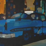 Niebieski chevrolet, 90x70cm,  2012
