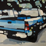 Niebieski pikap 1, olej na płótnie, 2015