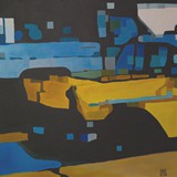 Żółty pikap, olej na płótnie, 90x90cm, 2013