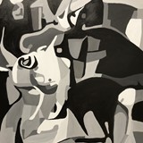 Byki 5, olej na płótnie 70x100cm, 2022