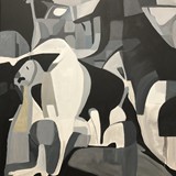 Byki 7, akryl na płótnie 100x140cm, 2022