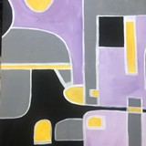 Fioletowe wnetrze z żółtą lampą, akryl na płótnie, 80x120 cm, 2021 r