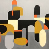 Wyścigi kłusaków 1, akryl ma płótnie, 2021