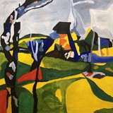 Krajobraz nr 29, akryl na płótnie, 80x80cm, 2024