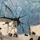 Wiatrak, akryl na płótnie, 90x90cm, 2023, (kolekcja prywatna Montreal)