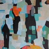 Spacer w deszczu 4, akryl na płótnie, 80x120cm, 2016