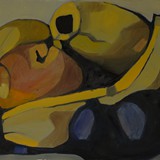 Martwa natura ze śliwkami, olej na płótnie,  70x35cm, 2012