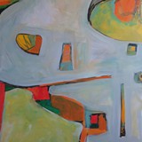 Still life with orange elements,  akryl na płótnie