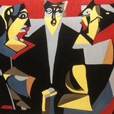 Asymetria towarzyska, olej na płótnie, 2023