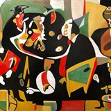 Bal maskowy z muzyką Jonathana Harveya, oil on canvas, 100x80cm, 2024