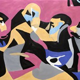 Dyskusja, olej na płótnie, 120x80cm, 2023