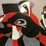 Dyskusja_2, akryl na płótnie, 90x60cm, 2023