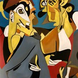 Dyskutujący kochankowie, oil on canvas, 70x100cm, 2024