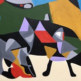 Golec na plaży, akryl na płótnie, 2023