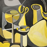 Martwa natura w żółciach, akryl na płótnie, 2023