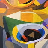 Martwa natura z żółtym czajnikiem, akryl na płótnie, 2023