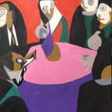 Nic nie podano do stołu, akryl na płótnie, 80x120cm, 2023