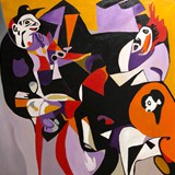 Nierozłączni towarzysze, olej na płótnie, 80x80cm, 2024