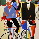 Rowerzyści_2, olej na płótnie, 70x100cm, 2025