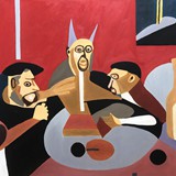 Rytuał 1, olej na płótnie, 100x100cm, 2023