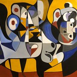 Spacer z psem, olej na płótnie, 100x80cm, 2024