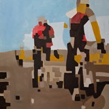 Kolarze, olej na płótnie, 2016