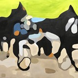 Wyścigi kłusaków, olej na płótnie 160x70cm , 2021