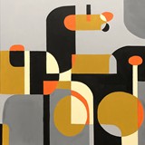 Wyścigi kłusaków 3, akryl na płótnie, 2021