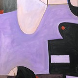 Fioletowe wnętrze z fotelem, akryl na płótnie, 70x100cm, 2022 