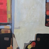 Fragment wnętrza z czerwonymi akcentami 2, akryl na płótnie, 70x100cm, 2016