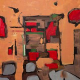 Wnętrze brzoskwiniowe, akryl na płótnie, 2016