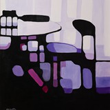 Wnętrze fioletowe 1, olej na płótnie, 70x80cm, 2019r