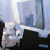 Wnętrze z fioletowym obrazem, olej na płótnie, 2014