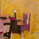 Wnętrze z krzesłem, akryl na płótnie, 80x90cm, 2017